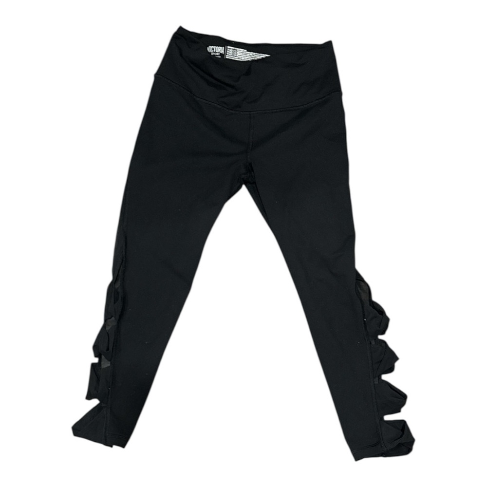 Chic Black Leggings with Ruffle Accents